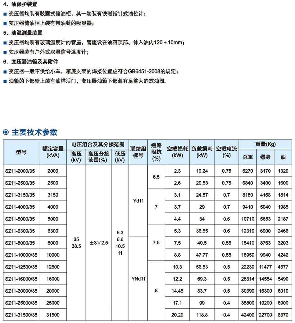 35kV級(ji)SZ係列(lie)雙繞組油浸式(shi)有載調壓(ya)電(dian)力變(bian)壓器